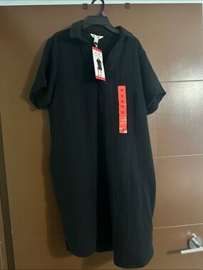 Three Dots Black Short-Sleeve Polo Shirt